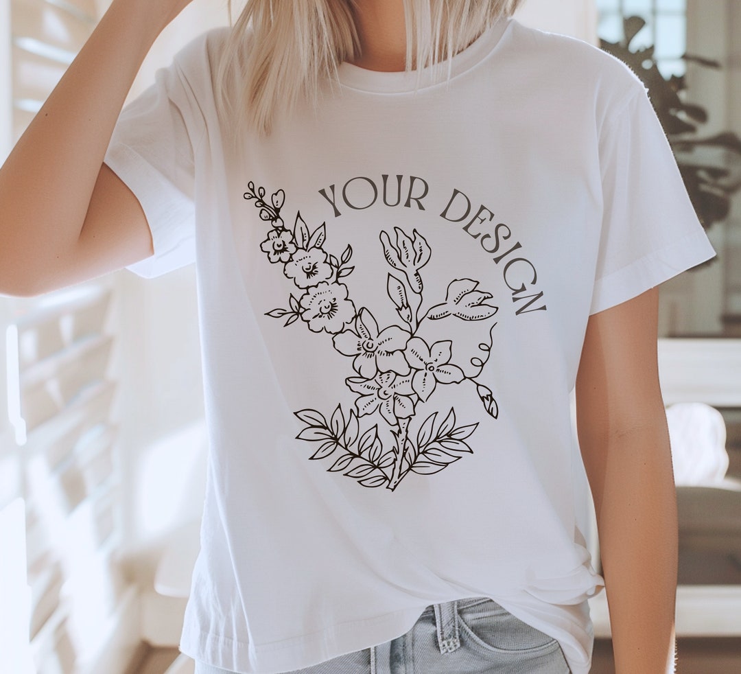 Gildan 5000 White T-shirt Mockup, Gildan Model Mockup, Gildan 5000 ...