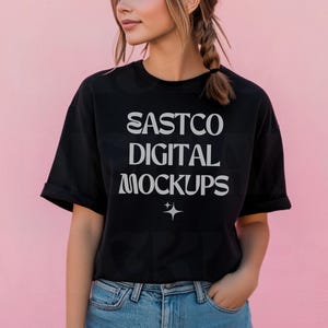 Gildan 64000 Mockup Black T-shirt Mockup Gildan Model Mockup Gildan 64000 Black Shirt Mockup Simple Mockup Gildan T-shirt 64000 Black