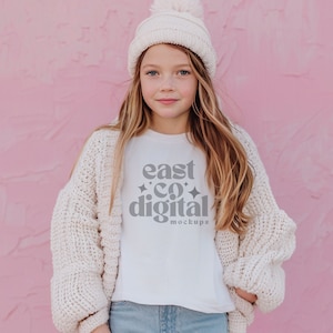 Bella Canvas 3001Y White Mockup, Kids Tshirt Mockup, Youth T-shirt Mockup, Bella Canvas Youth Mockup, Trendy Mockup T-shirt, White Tee Youth