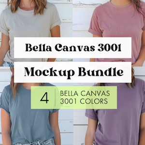 Bella Canvas 3001 Bundle Heather Mockup Bundle Heather Mauve Heather Natural Heather Slate Heather Purple Bella Canvas Model Mockups