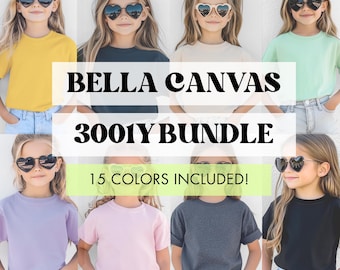 Bella Canvas 3001Y Youth T-shirt Mockup Bundle (PNG)