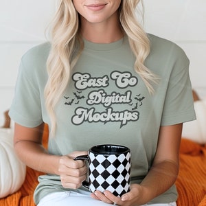 Comfort Colors Bay Mockup, C1717 Bay Mockup, Comfort Colors Mockup Model Mockup C1717 Bay Mockup, Green Comfort Colors Halloween Shirt Png