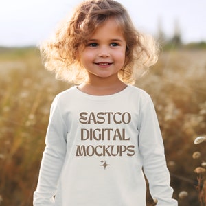 Rabbit Skins 3302 Mockup, Toddler Shirt Mockup, Kids Mockup, 3302 White Long Sleeve Mockup, Rabbit Skins Kids Toddler Mockup