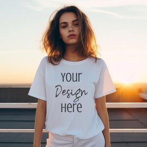 Gildan 5000 Mockup, Trendy Aesthetic, Oversized Mockup, Gildan Tshirt Mockup, White Tshirt Mockup, G5000 White Lifestyle Mockup Photo