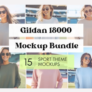 Lot Gildan 18000, maquette de football, maquette sport Gildan, maquettes de sweat-shirt tendance, maquette d&#39;automne, sweat-shirt de football, maquettes Gildan 18000