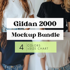 Gildan 2000 Mockup Bundle, Trendy Aesthetic T-shirt Mockup Gildan 2000 Sand, Gildan T-shirt Bundle Model Mockup, Gildan Sand Mockup 2000