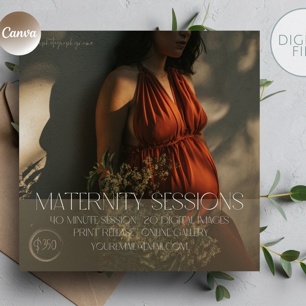 Maternity Session Template, Maternity Session Photography Marketing Card, Photography Templates, Mini Session Template, Maternity Minis Card