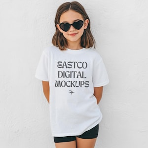 CC9018 White, Youth Comfort Colors Mockup, Kids Comfort Colors Shirt, White Kids Tee, Comfort Colors 9018 Mockup, Trendy Kids Mockups