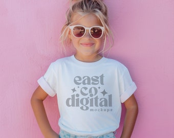 White Youth Comfort Colors 9018 T-Shirt Mockup (PNG)