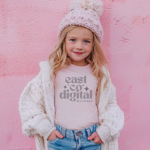 CC9018 Blossom, Youth Comfort Colors Mockup, Kids Comfort Colors Shirt, Pink Kids Tee, Comfort Colors 9018 Mockup, Trendy Kids Mockups