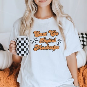 Comfort Colors White Mockup, C1717 White Mockup, Comfort Colors Mockup, Model Mockup C1717, White Shirt Mockup, 1717 Mockup Tshirt Halloween