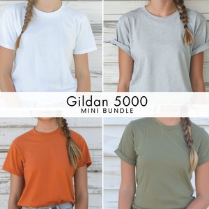 Gildan 5000 Mockup, Gildan Military Green, White T-shirt Mockup, Texas Orange Mockup Gildan 5000 Bundle, Gildan T-shirt Mockup Bundle, G5000