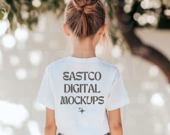 Bella Canvas 3001Y White Kids T-shirt Mockup (PNG)
