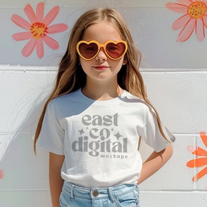 CC9018 White, Youth Comfort Colors Mockup, Kids Comfort Colors Shirt, White Kids Tee, Comfort Colors 9018 Mockup, Trendy Kids Mockups