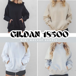 18500 Bundle, Gildan Mockup Bundle, 18500 Sand, Gildan 18500 Hoodie Mockup, Trendy Sweatshirt Oversized Mockup, Gildan Sweatshirt Model Mock