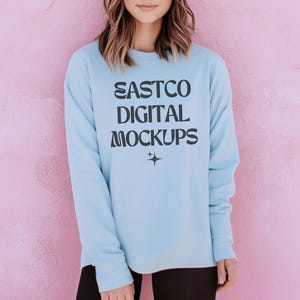 Gildan 2400 Light Blue Long Sleeve Shirt Mockup, Gildan 2400 Mockups, Print On Demand Model Mockups, 2400 Gildan Mockup, Light Blue Shirt