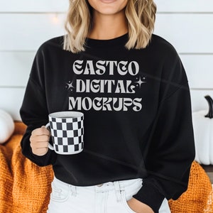 Black Gildan 18000 Mockup Crewneck Sweatshirt Mockup Fall Mockup, Gildan 18000 Black Fall Sweatshirt Mockup G180 Model Mockup Boho Mockup