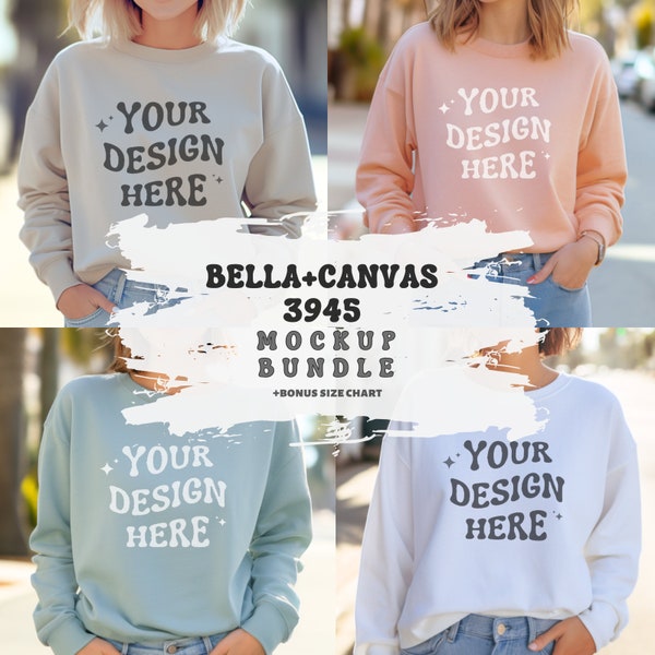 Bella Canvas 3945 Mockup Bundle Crewneck Mockup Bundle Bella Canvas Dusty Blue 3945 White Sweatshirt Mockup Bella Canvas Bundle Model Mockup