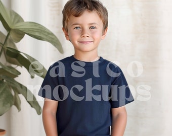 Bella Canvas 3001T Toddler Navy T-shirt Mockup (PNG)
