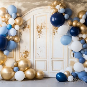 Birthday Backdrop Digital Balloon Arch Overlay Cake Smash Background, Maternity Photo Backdrop, Digital Background Birthday Boy Balloon Arch