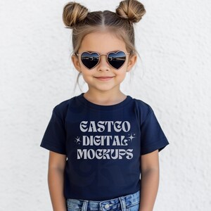 Gildan 5000B Youth T-shirt Mockup: Navy Kids Shirt (PNG Digital Download) image 1