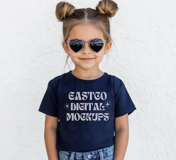 Gildan 5000B Youth T-shirt Mockup: Navy Kids Shirt (PNG Digital Download)
