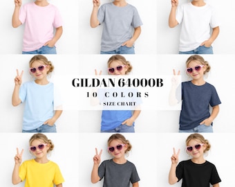 Gildan 64000B Mockup Bundle, Jugend T-Shirt Mockup, PNG Digital Download