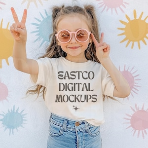 Maqueta de Bella Canvas 3001Y Natural, Maqueta de camiseta para niños, Maqueta de camiseta para jóvenes, Maqueta de Bella Canvas para jóvenes, Maqueta de camiseta juvenil de moda natural