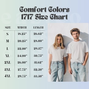 C1717 Size Chart, Comfort Colors Size Chart, Comfort Colors Chart, Size Chart Mockup C1717, Comfort Colors Mockup Unisex Mockup Comfort 1717