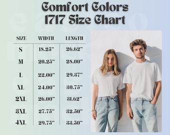 Comfort Colors 1717 Size Chart Mockup (PNG)
