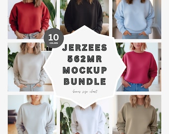 Jerzees 562MR Mockup Bundle, Jerzees Crewneck Mockup, Jerzees 562MR Mockup White Crewneck Mockup, Sandstone, Khaki Jerzees Mockup Bundle