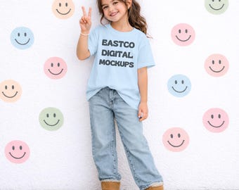 Chambray Youth Comfort Colors 9018 Shirt Mockup (PNG Digital Download)