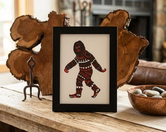 Limited Edition "5x7" PNW Native Style Bigfoot Sasquatch Letterpress Print