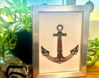Coast Salish Native Style Anchor 5"x7" Letterpress Print