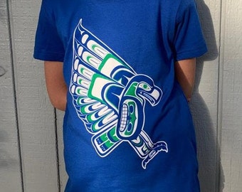 Kids Coast Salish Native Seattle Seahawk T-Shirt