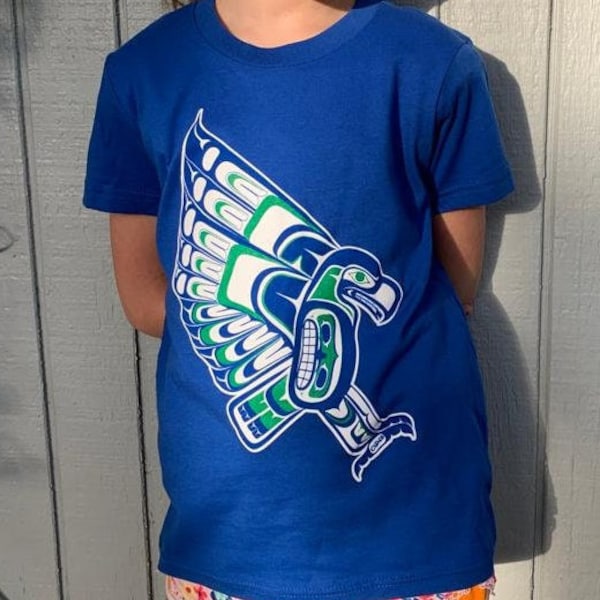 Kids Coast Salish Native Seattle Seahawk T-Shirt