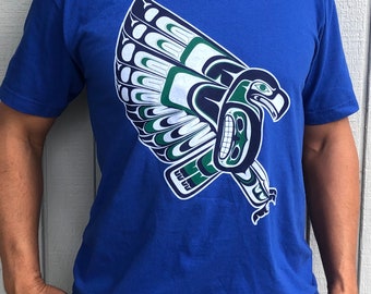 Duwamish PNW Native American Style Seattle Seahawk T Shirt