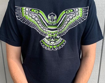 Duwamish PNW Native American Flying Seattle Seahawk T Shirt