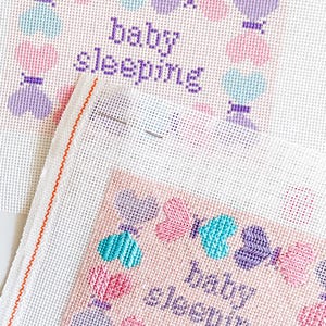 Baby Sleeping Butterfly Sign Needlepoint Canvas