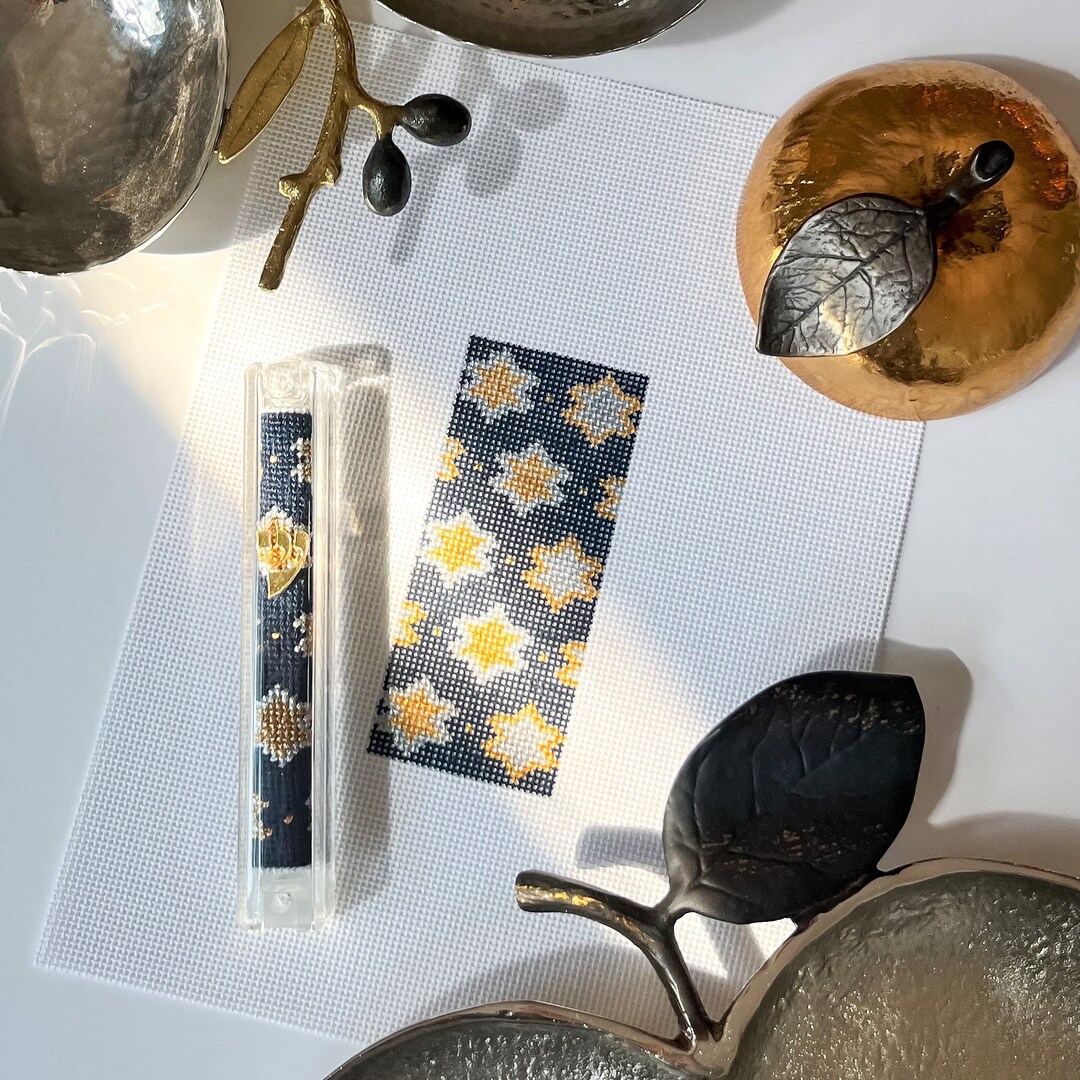 Stars of David Mezuzah Needlepoint Canvas & Case Etsy