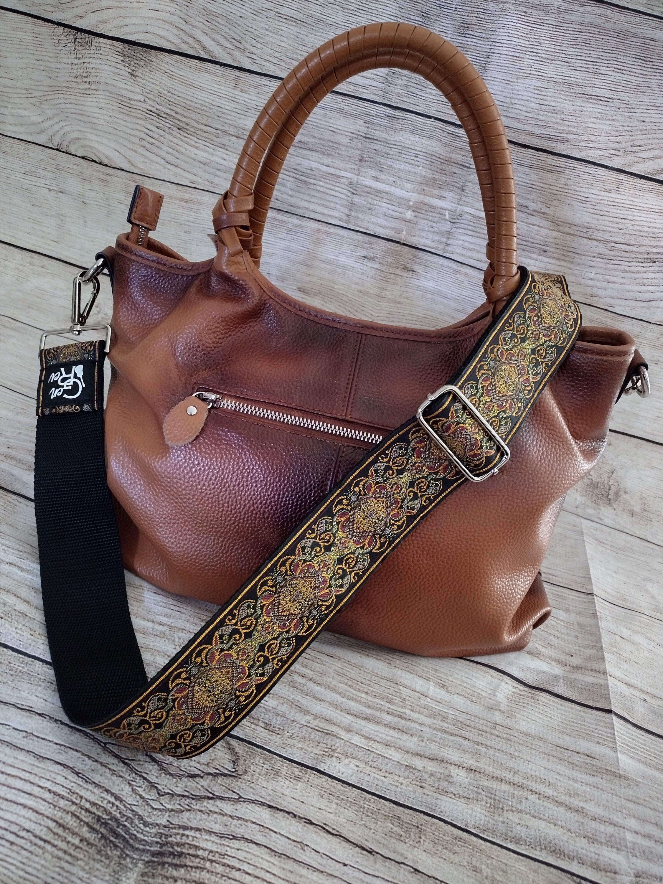 Dark Brown & Gold Cross Body Strap - Adjustable Soft Nylon