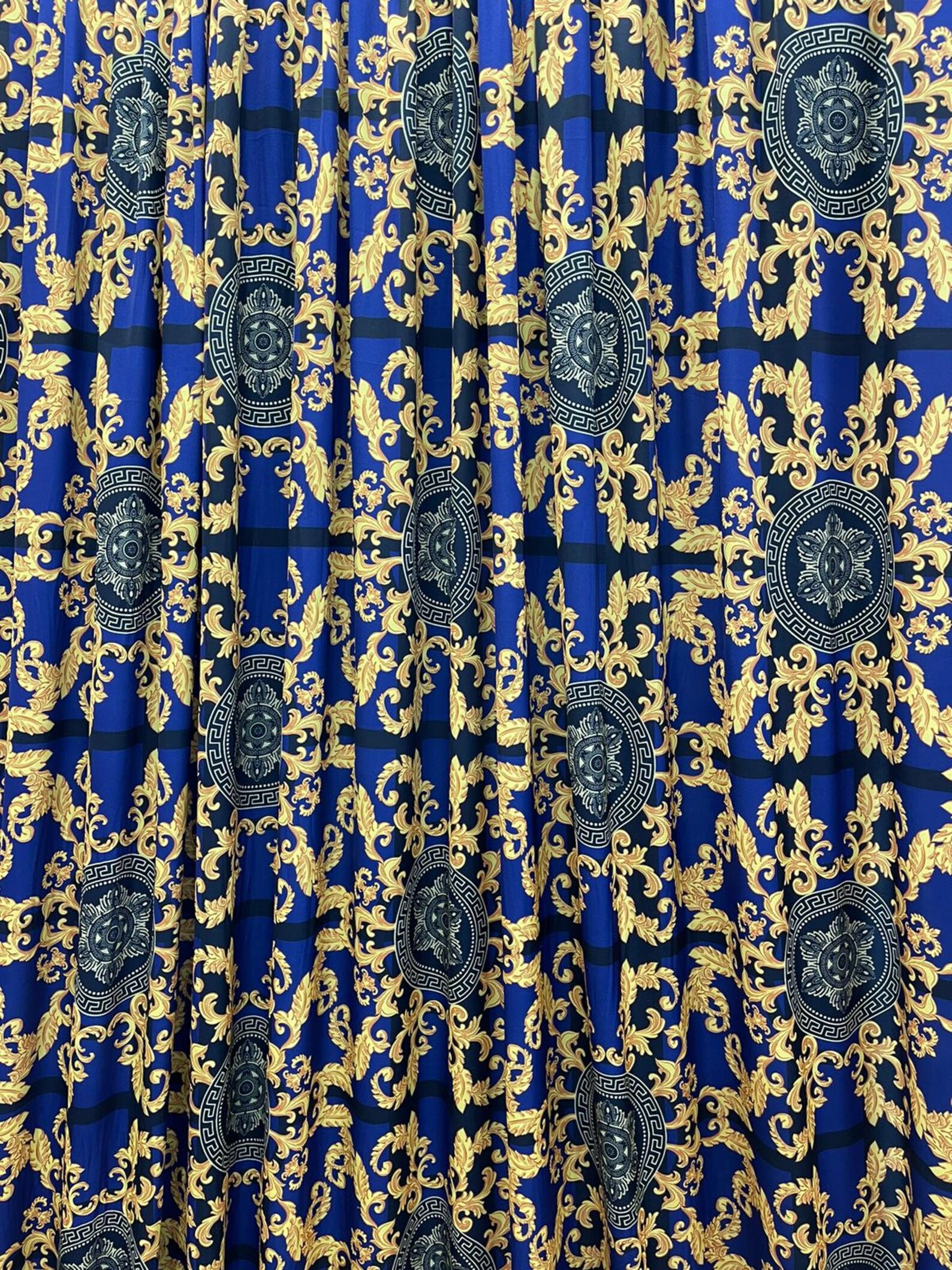 Royal Blue Floral Print Satin Silk Touch Dress Loungewear Etsy