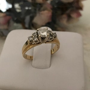 14K Lady’s Yellow and White Gold Ring, Diamond Ring, Brilliant Cut Diamonds, Engagement Ring, Vintage Ring.