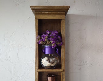 Rustic wall shelf with a country and assemblage art feel