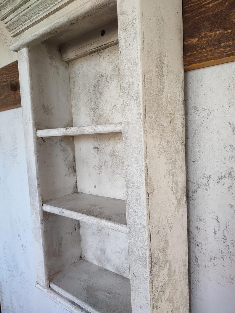 Rustic Classical White Wall Shelf Made to Look as If From the 19th
