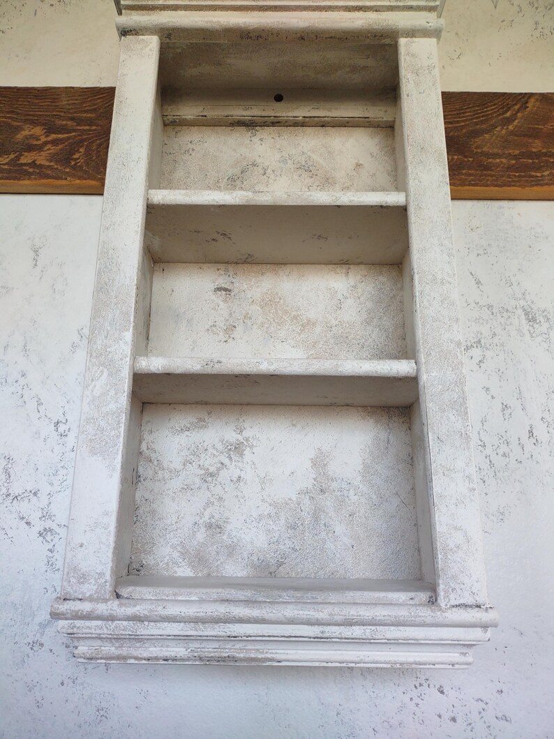 Rustic Classical White Wall Shelf Made to Look as If From the 19th