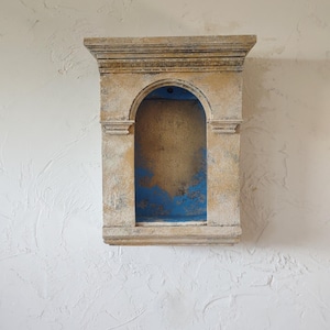 Classical gothic Shrine Nicho Niche for display of religious items family photos and mementos.