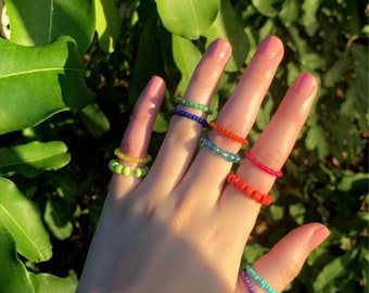 Stackable seed bead rings