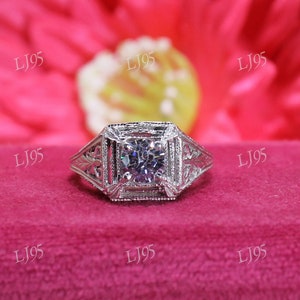 Vintage 2.00 Ct Round Cut Lab Created Diamond Antique Engagement Ring for Women | Art Deco Wedding Ring | 1930s Filigree Ring | Gift For Her