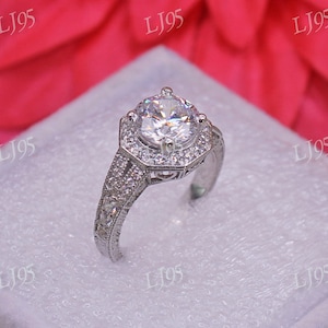 Antique 2.55Ct Round Cut Lab Created Diamond Vintage Style Engagement ring in 925 Sterling Silver | Antique Engagement ring | Edwardian ring
